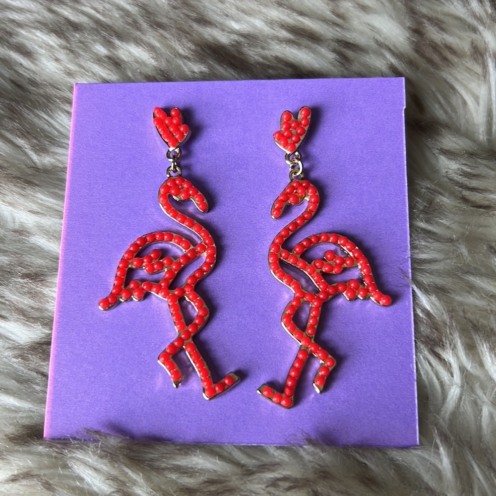 3/$15! NEW Red Flamingo Earrings